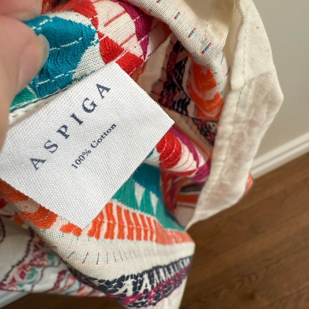 Aspiga Jacquard sundress Ecru multi sustainable Maxi Dress Organic Cotton size M - Picture 13 of 15